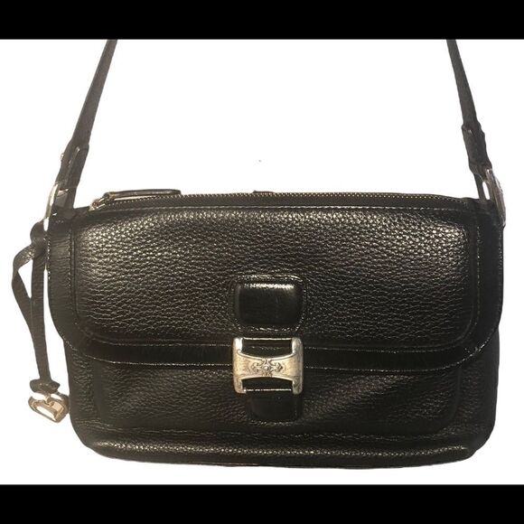Stylish Small Black Leather Brighton Shoulder Bag with Patent Trim. NWOT - Picture 12 of 12